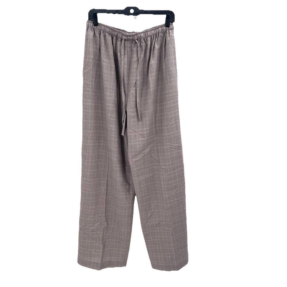 Eskandar Brown Virgin Wool & Silk Pull On Wide Leg Trouser Pants Size 2